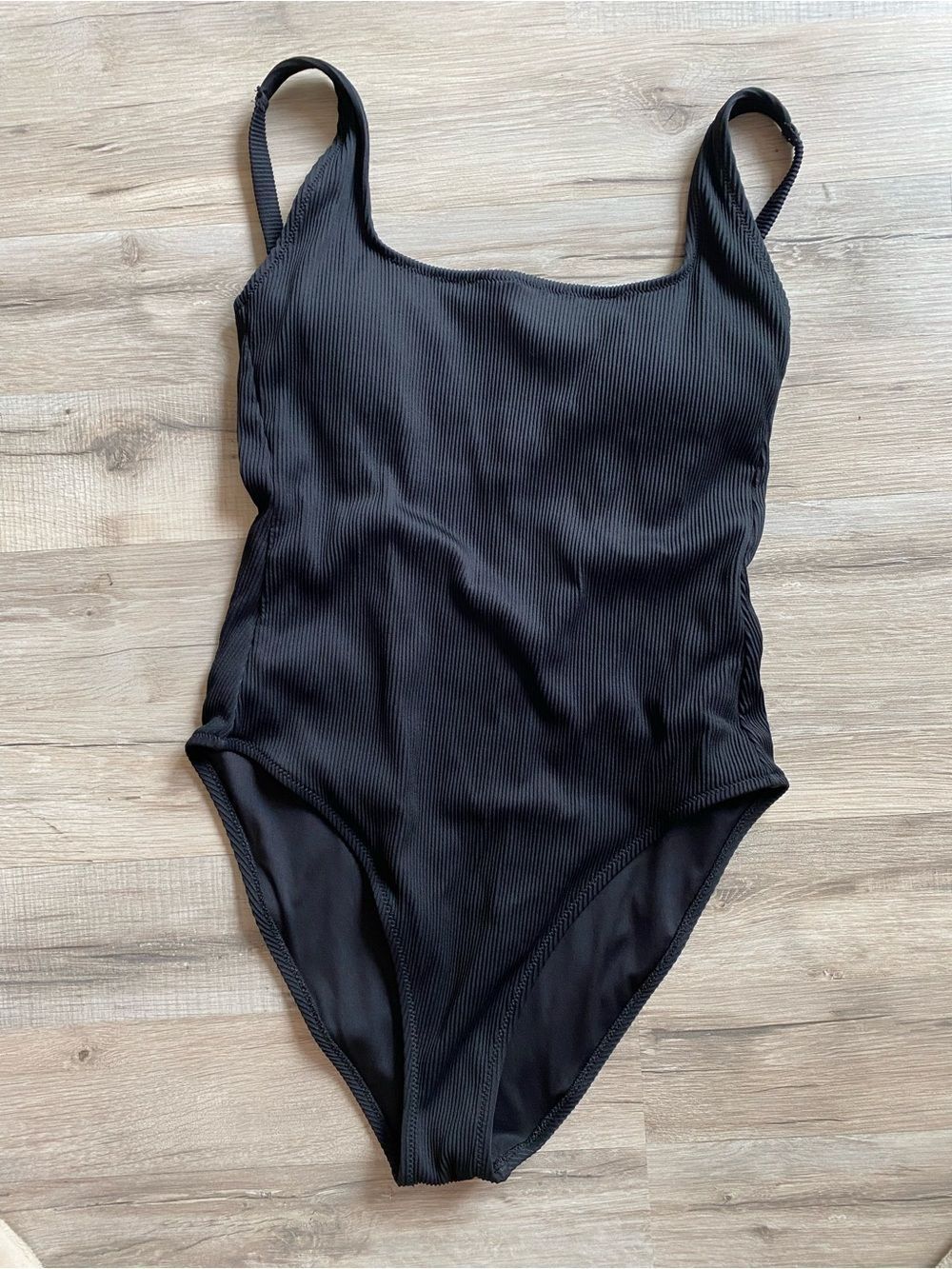 Old Navy Juniors Black Ribbed One-Piece Swimsuit Classic Tank Style